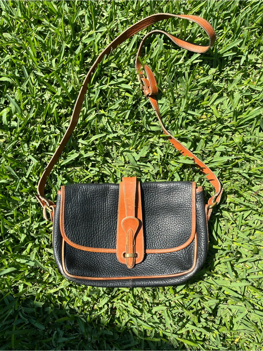 Black and Tan Leather Crossbody Shoulder Bag